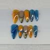 plant/Blue and orange with funky design press on nails-0-thumbnail