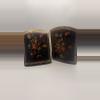 plant/Vintage Italian Florentine Wood Bookends Moody Black Hand Painted Florals -0-thumbnail