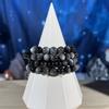 plant/One (1) silver-sheen Obsidian stretchy bracelet | 8mm beads | 6.5" wrist-0-thumbnail