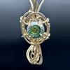 plant/Woven 14K Gold-Filled Cuff Bracelet: Peacock Green Moissanite-1-thumbnail