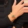 plant/Woven 14K Gold-Filled Cuff Bracelet: Peacock Green Moissanite-2-thumbnail