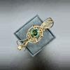plant/Woven 14K Gold-Filled Cuff Bracelet: Peacock Green Moissanite-0-thumbnail