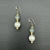 plant/Genuine natural blue topaz and freshwater cultured Edison white pearl earrings-0-thumbnail