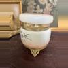plant/White Opaline and floral enamel painted casket box-3-thumbnail