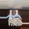 plant/Vintage Duncan 17" Ceramic and Fabric Mr & Mrs Rabbits-1-thumbnail