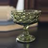 plant/Vintage Green Pressed Glass Compote / Dessert Dish – 4.25”-0-thumbnail