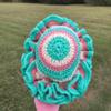 plant/Teal & Pink Blo$$om Crochet Ruffled Hat - Slay’d Studio-2-thumbnail