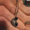 plant/Sterling silver Onyx Pendant with chain-0-thumbnail