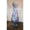 plant/Mexico Swung Art Glass Vase Blue Confetti Hand Blown 15"-5-thumbnail