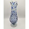 plant/Mexico Swung Art Glass Vase Blue Confetti Hand Blown 15"-0-thumbnail