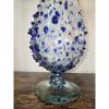 plant/Mexico Swung Art Glass Vase Blue Confetti Hand Blown 15"-7-thumbnail