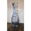 plant/Mexico Swung Art Glass Vase Blue Confetti Hand Blown 15"-9-thumbnail
