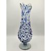 plant/Mexico Swung Art Glass Vase Blue Confetti Hand Blown 15"-8-thumbnail