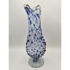 plant/Mexico Swung Art Glass Vase Blue Confetti Hand Blown 15"-1-thumbnail