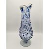 plant/Mexico Swung Art Glass Vase Blue Confetti Hand Blown 15"-3-thumbnail