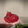plant/CRANBERRY RED FOX AT REST Langham Art CRYSTAL Glass Figurine England Firefox-2-thumbnail