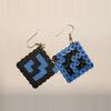 plant/Blue and Black handmade melted bead earrings abstract design-3-thumbnail