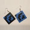 plant/Blue and Black handmade melted bead earrings abstract design-2-thumbnail