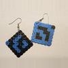 plant/Blue and Black handmade melted bead earrings abstract design-1-thumbnail