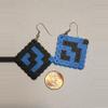 plant/Blue and Black handmade melted bead earrings abstract design-0-thumbnail