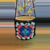 plant/Hand crochet plant pot hanger granny square teal on black for 6-8 inch pot-0-thumbnail