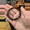 plant/Matte Onyx, silver sheen obsidian & lava beads-0-thumbnail