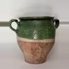 plant/Antique French Confit Pot – Green Exterior & Yellow Interior – 9" H × 10 ½" W-0-thumbnail