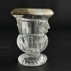 plant/Glass Matchstick/Toothpick Holder with Silverplate Rim & Lion Detail-1-thumbnail