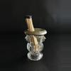 plant/Glass Matchstick/Toothpick Holder with Silverplate Rim & Lion Detail-0-thumbnail