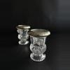 plant/Glass Matchstick/Toothpick Holder with Silverplate Rim & Lion Detail-4-thumbnail