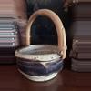 plant/Vintage Pottery Planter with Bamboo Handle-1-thumbnail