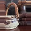 plant/Vintage Pottery Planter with Bamboo Handle-3-thumbnail