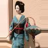 plant/Striking Blue Vintage Japanese Kimono Geisha Doll 14" Nishi-3-thumbnail