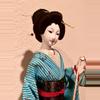 plant/Striking Blue Vintage Japanese Kimono Geisha Doll 14" Nishi-4-thumbnail