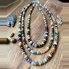 plant/mixed stone graduated rondelle necklace long (handmade)-0-thumbnail