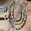 plant/mixed stone graduated rondelle necklace long (handmade)-0-thumbnail