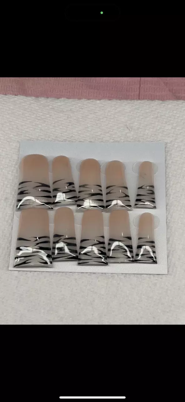 plant/Zebra print duck nails press on nails-0