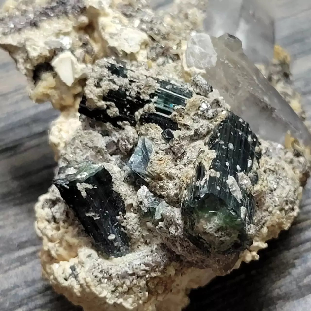 plant/Green Tourmaline+Smoky Quartz on Matrix-6