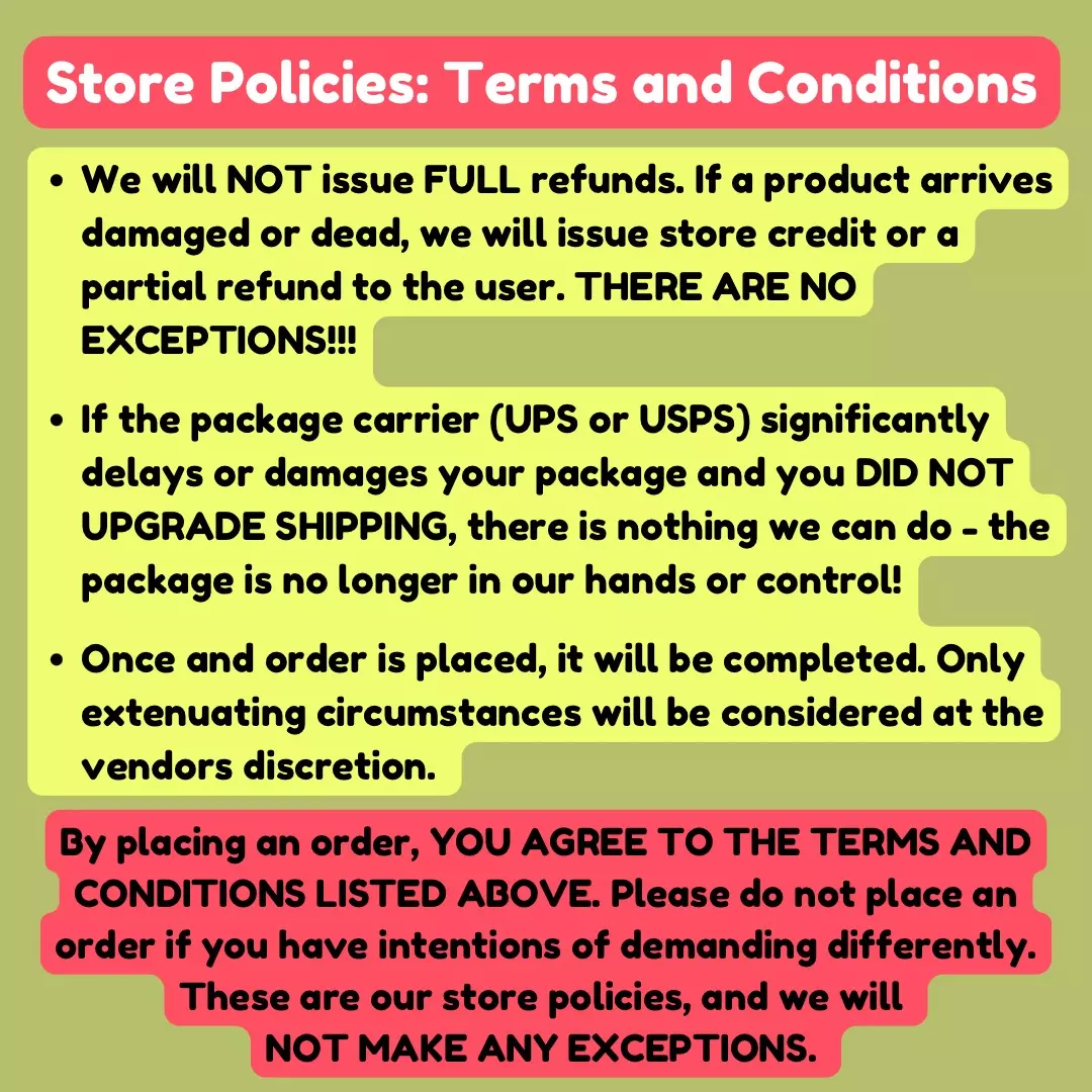 plant/Store Policies - READ BEFORE ORDERING -DO NOT PURCHASE-0