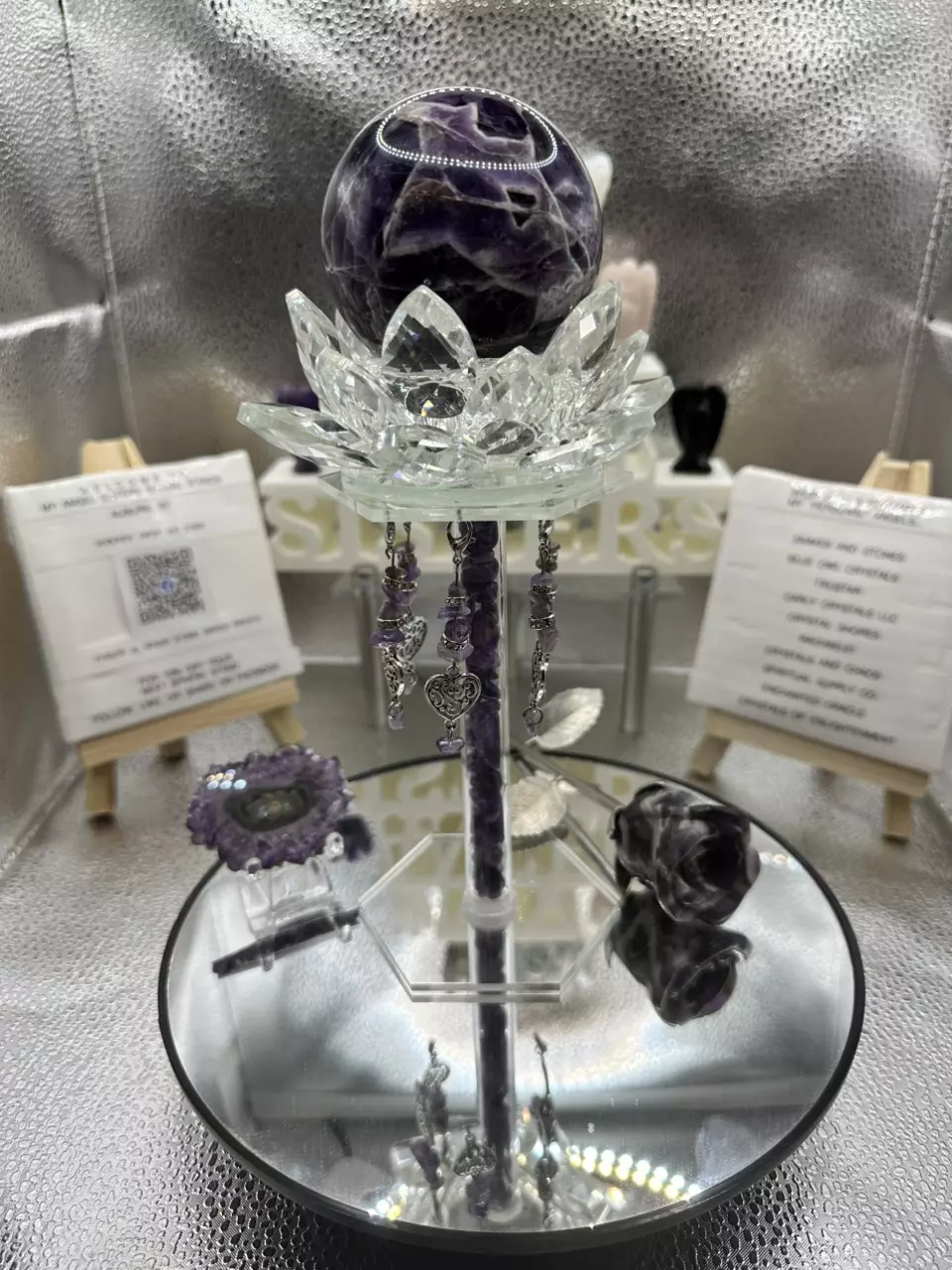 plant/64mm Chevron/Dream Amethyst Sphere/Stand Set!-1