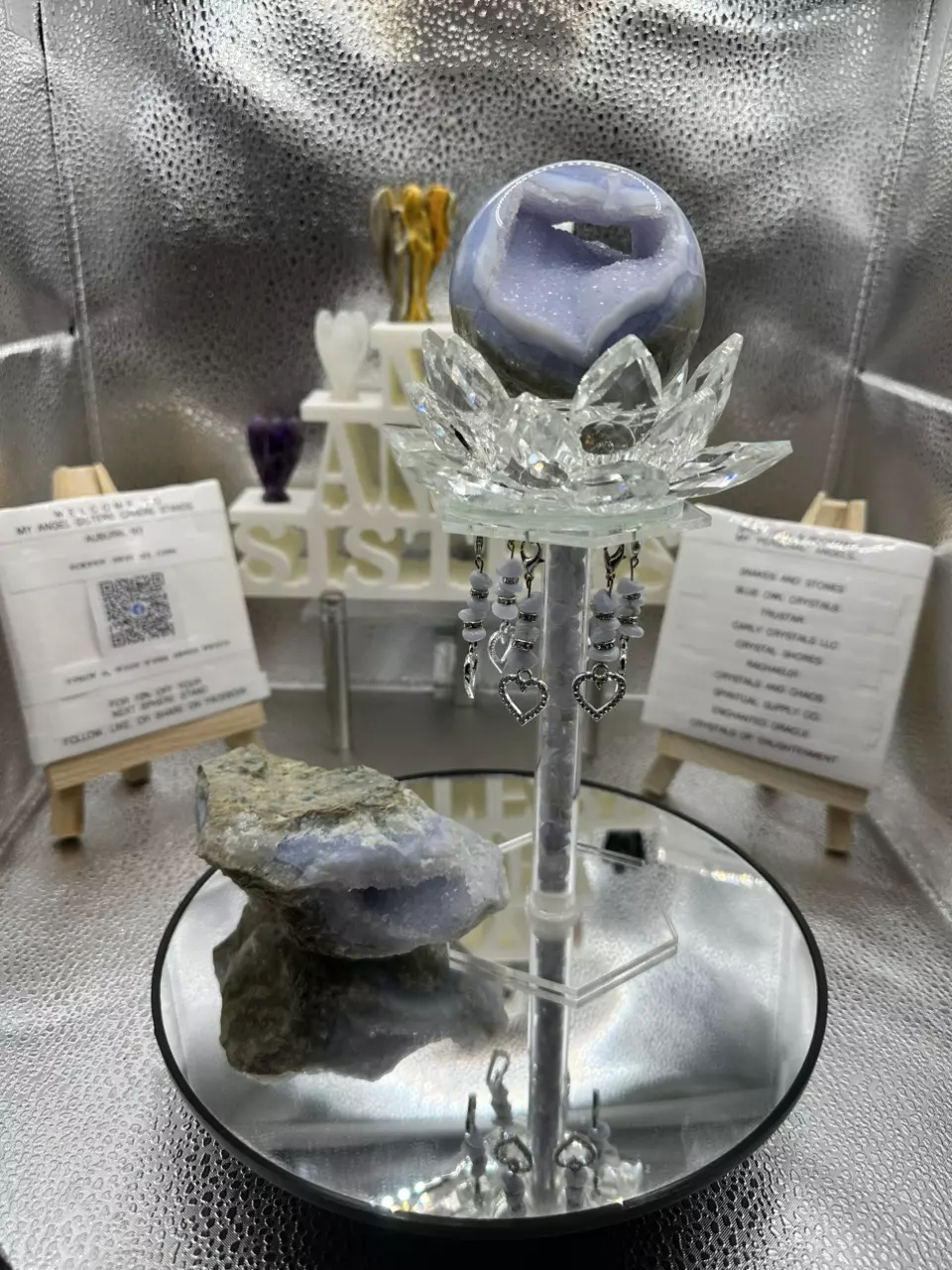 plant/60mm Blue Lace Agate Sphere/Stand Set!-1