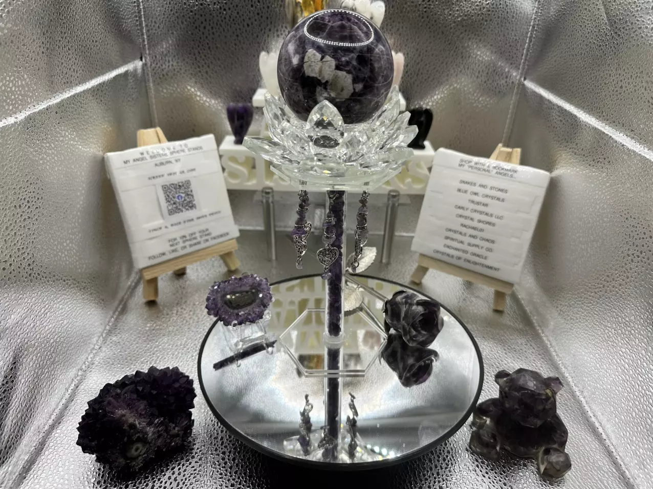 plant/64mm Chevron/Dream Amethyst Sphere/Stand Set!-3