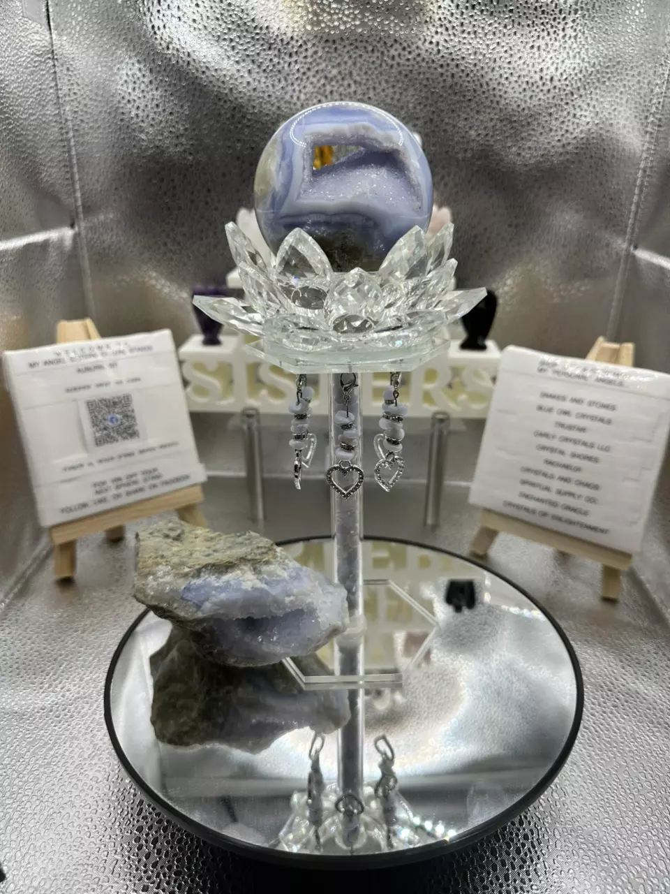 plant/60mm Blue Lace Agate Sphere/Stand Set!-2