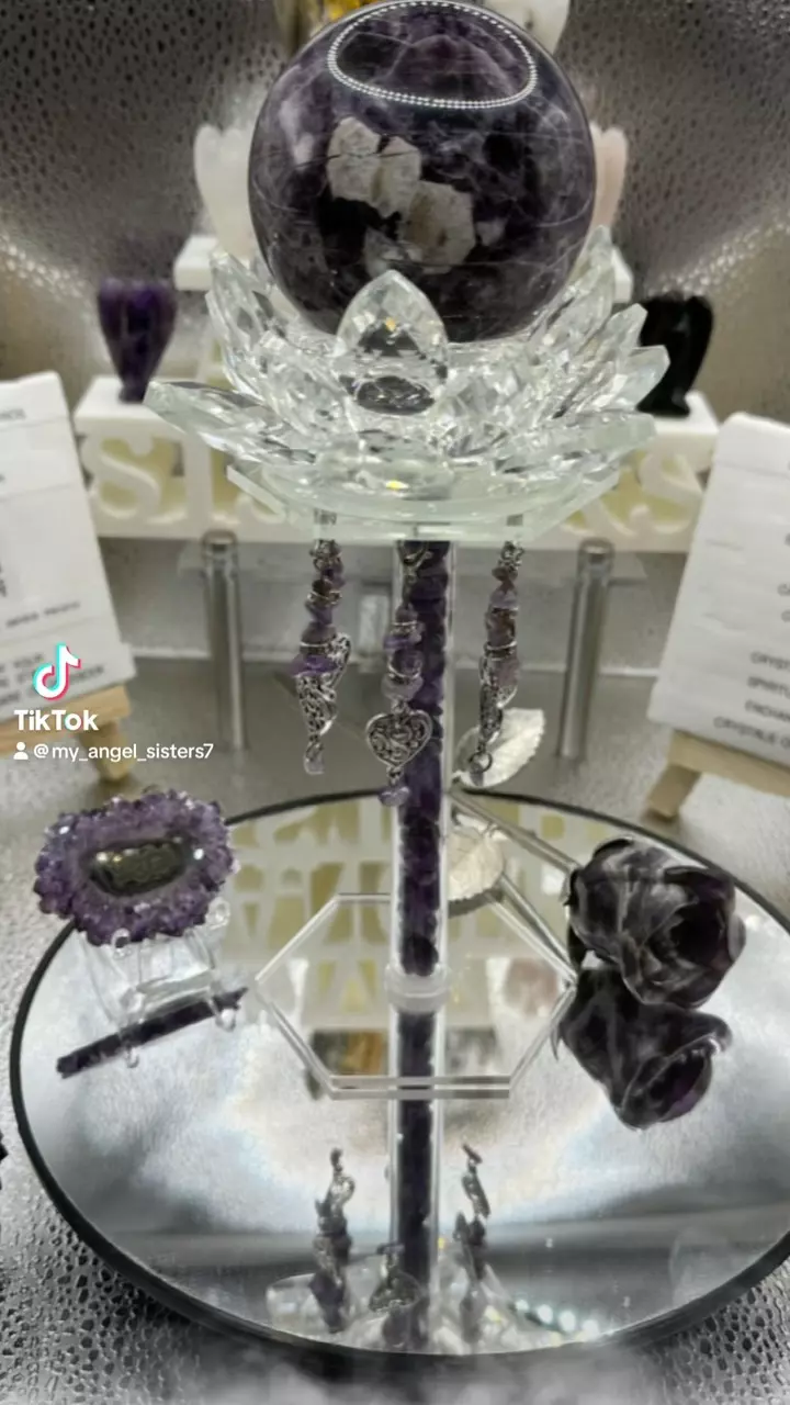 plant/64mm Chevron/Dream Amethyst Sphere/Stand Set!-0