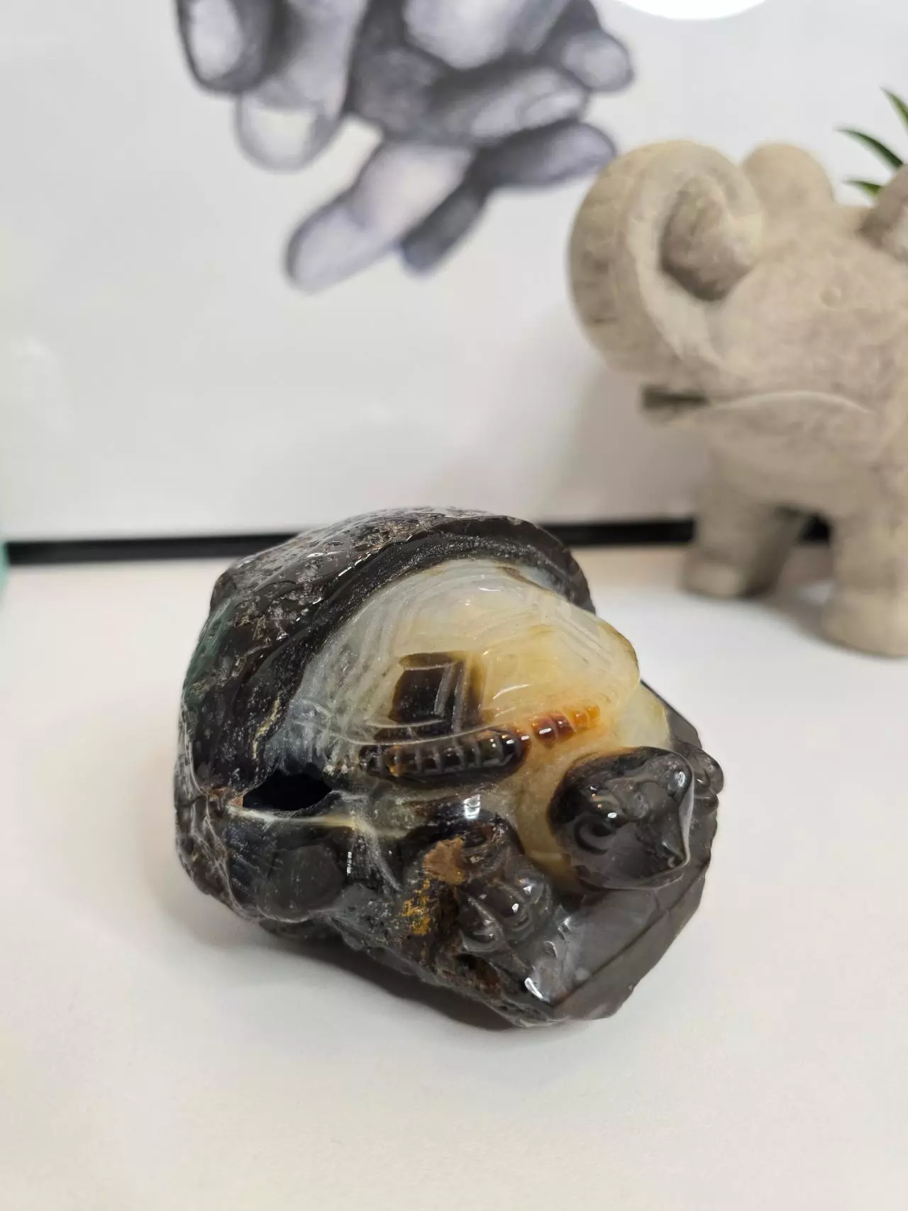 plant/Agate Geode Turtle Carving-0