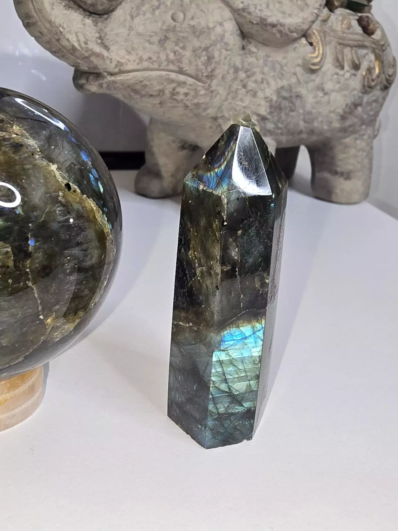 plant/Complete set of Labradorite towers/spheres-4