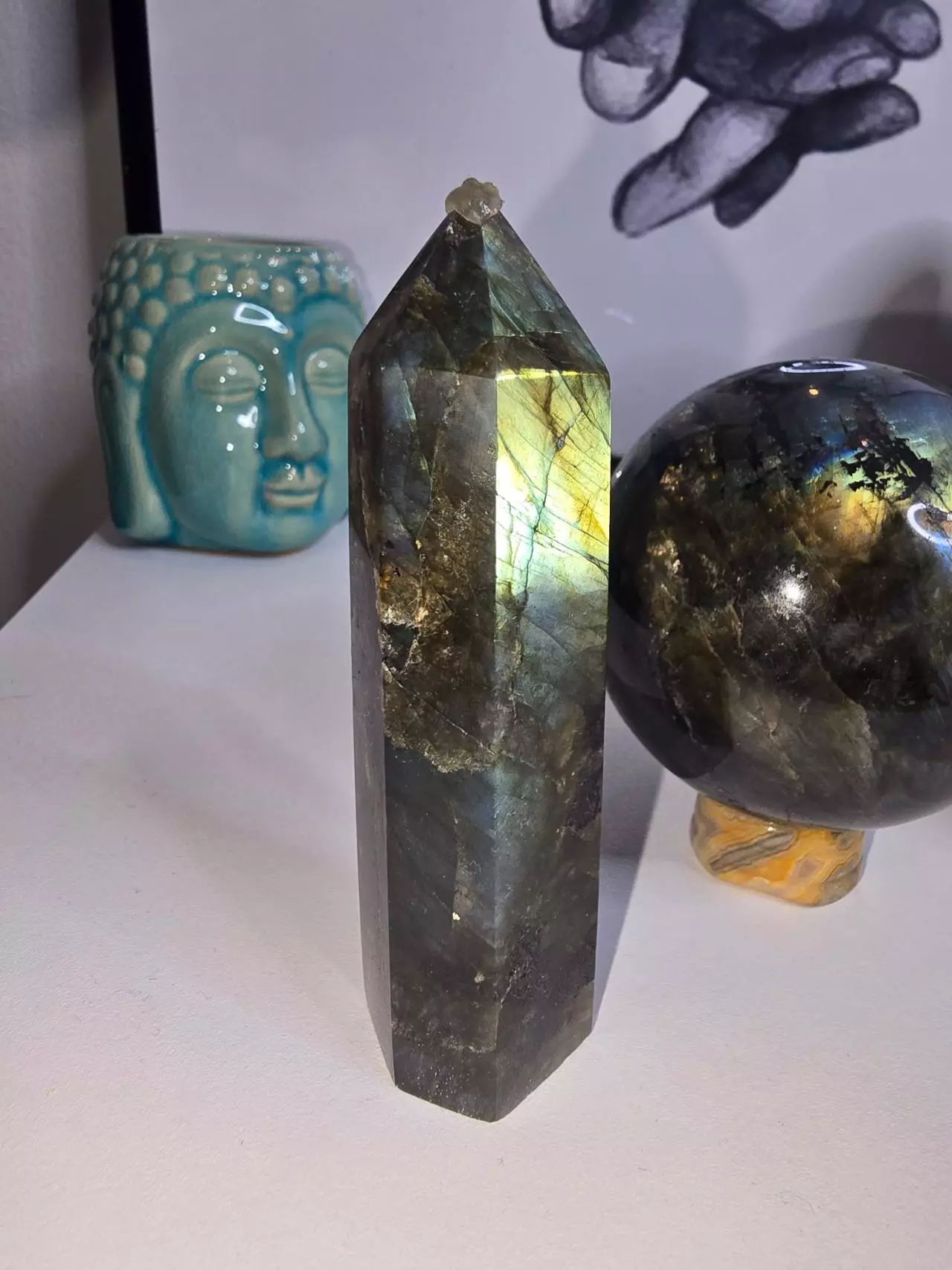 plant/Complete set of Labradorite towers/spheres-1