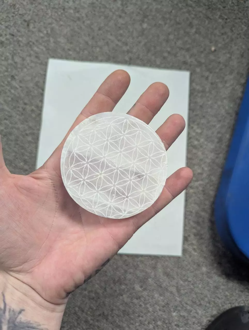 plant/Lazer Engraved Selenite Plate-0