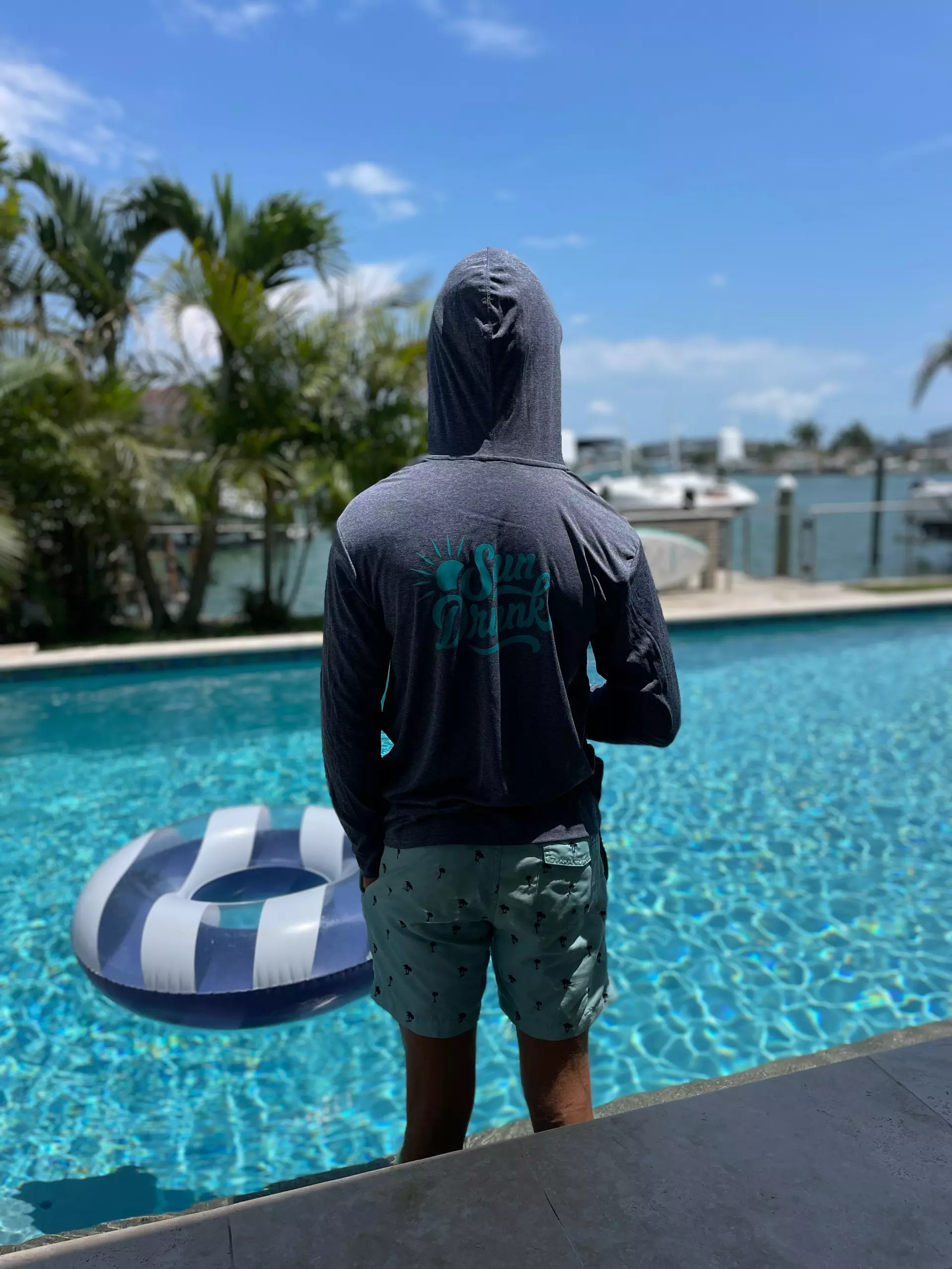 plant/High Performance UPF Shirt 50+ Heather Navy with Hood-6