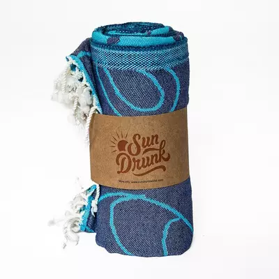 plant/Whale Shark Turkish Towel - Turquoise-4-thumbnail